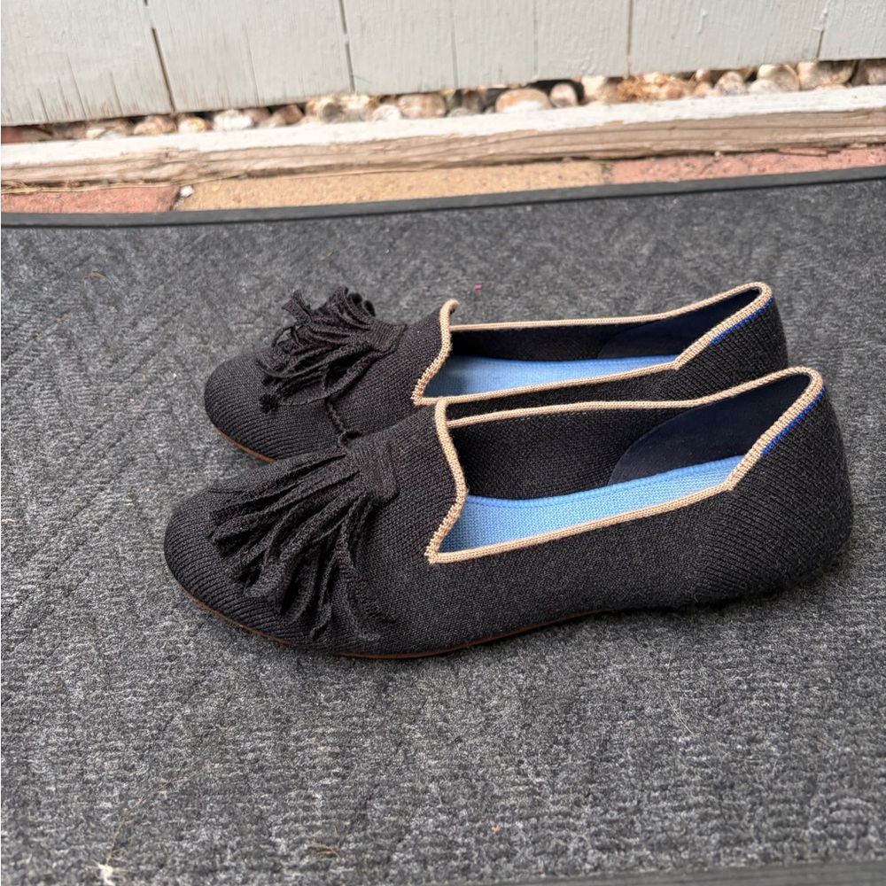 Rothy’s The Merino Knit Tassel Loafer Black Diamond - Picture 7 of 11